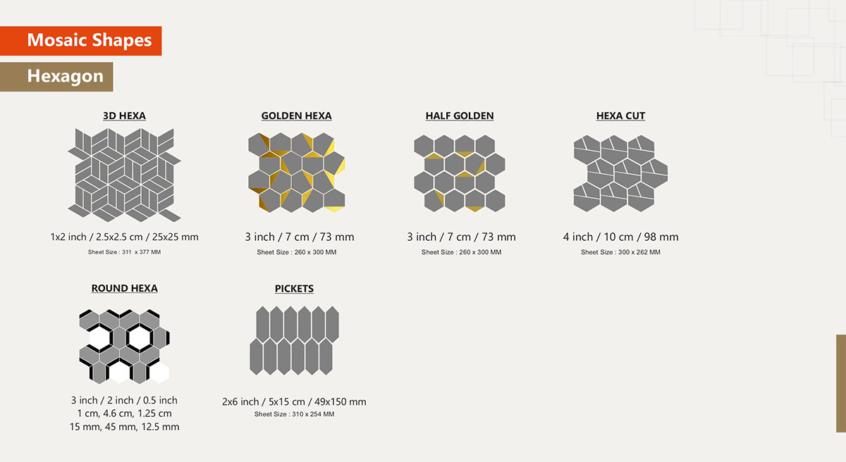mosaic hexagone porcelian tile type 2