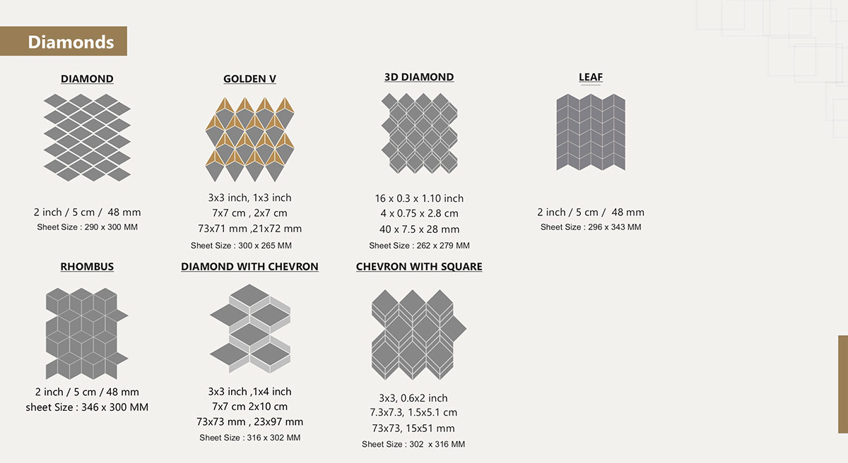 mosaic diamon porcelian tile